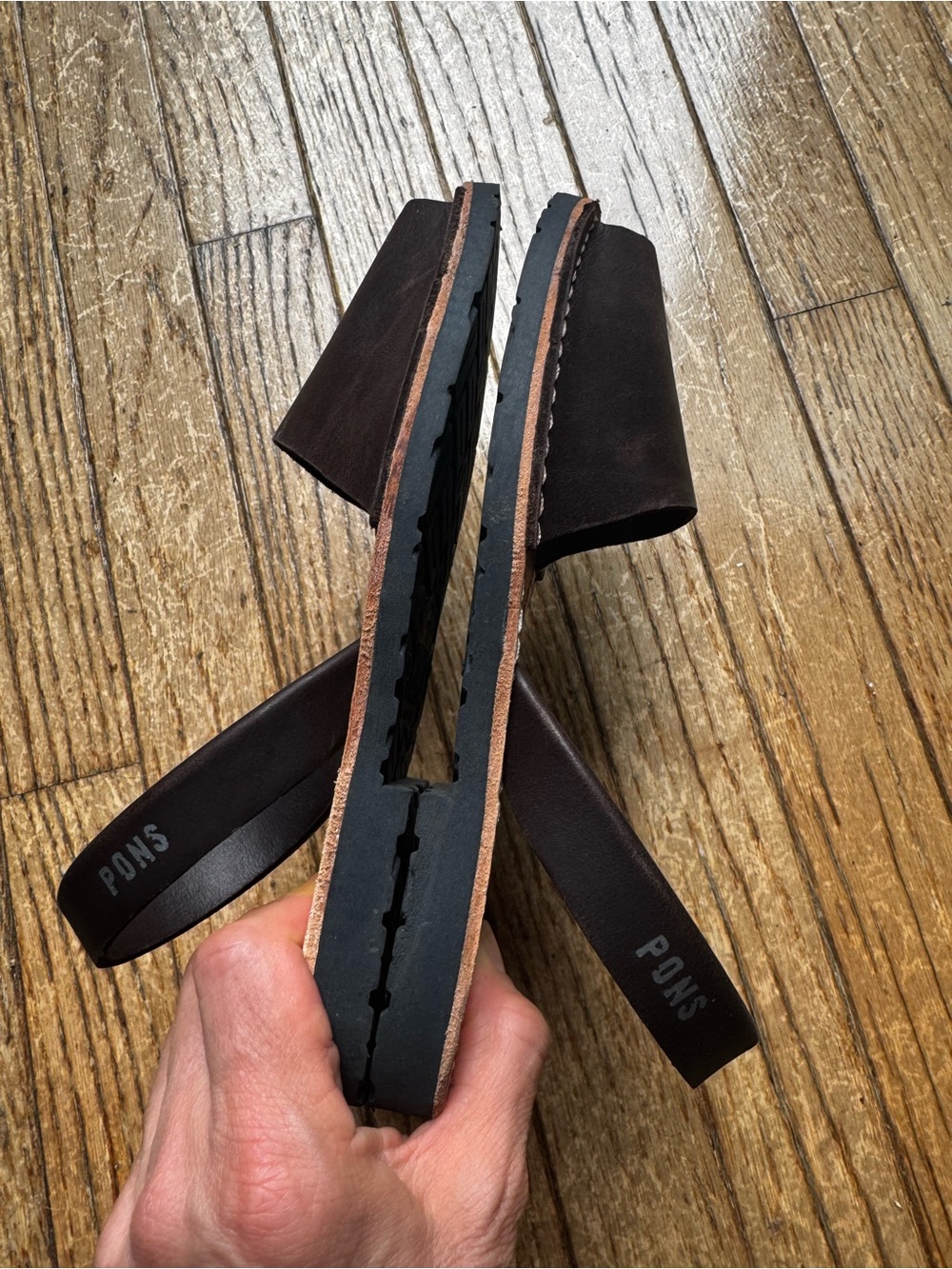 Pons Dark Brown Leather Slingback Sandals - Picture 4 of 6
